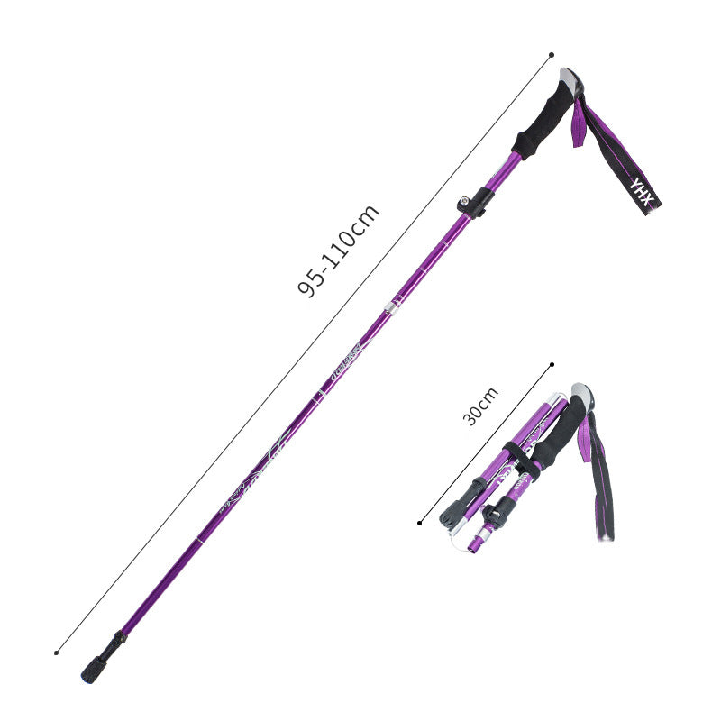 Trekking pole aluminum alloy folding ultra-light ultra-short telescopic outdoor hand trekking walking stick hiking stick 5 knots JOOFIRE