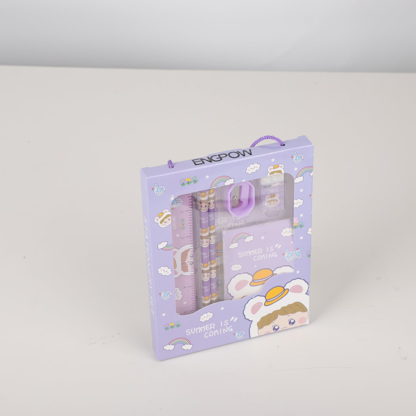 ENGPOW School supply kits containing various combinations of selected school supplies, namely