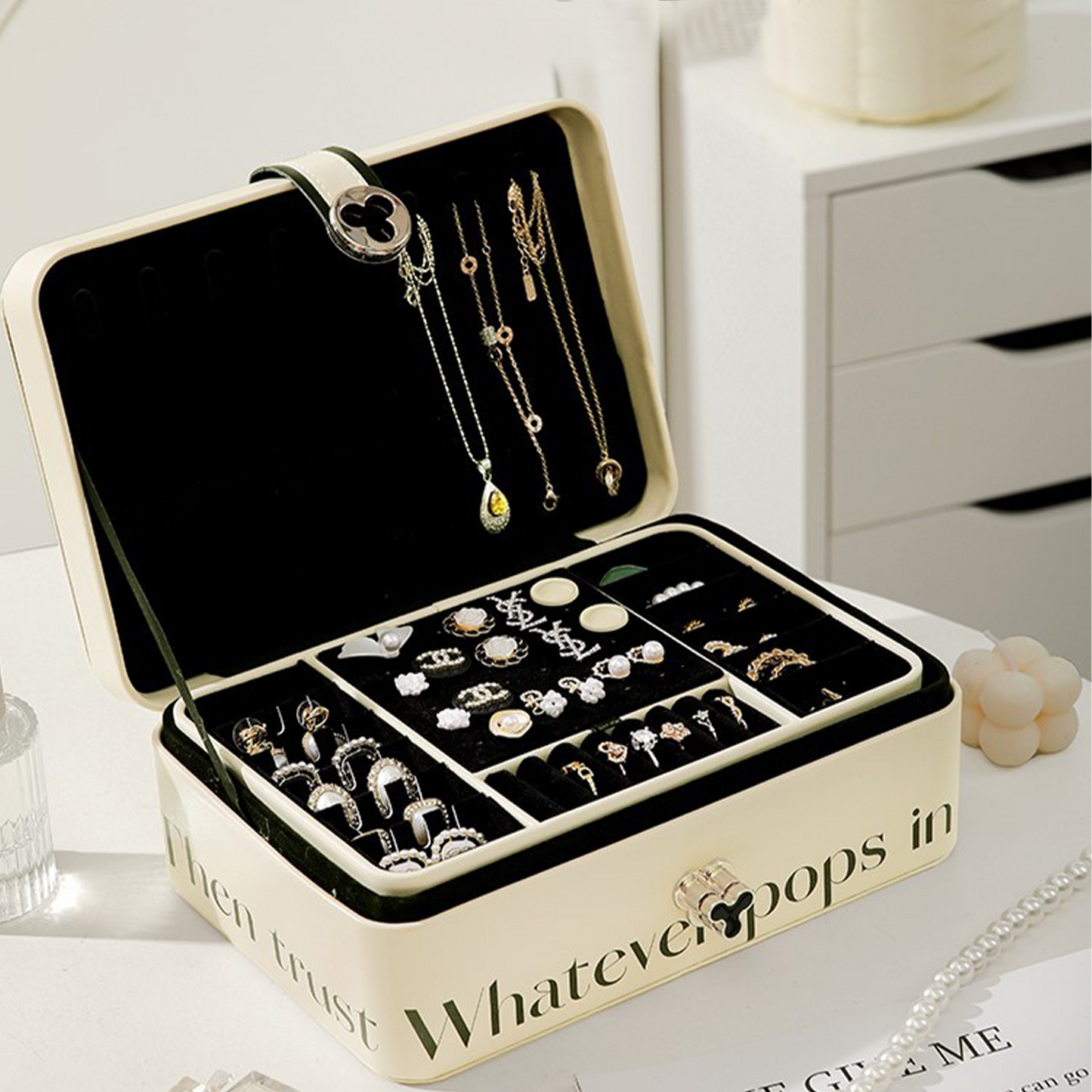 ZOOPIP Large-capacity necklace box, five-layer leather storage box, jewelry storage box, multi-layer jewelry storage box JOOFIRE